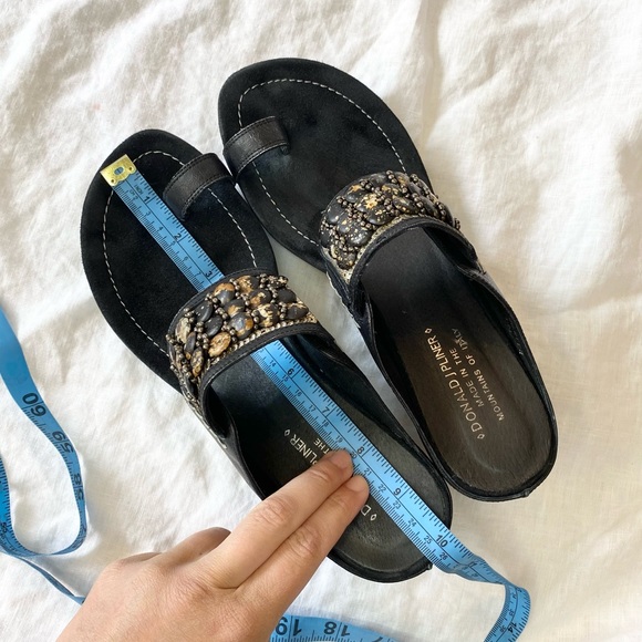 Donald J Palmer Black Beaded Wedge Platform Sandals - Picture 11 of 13